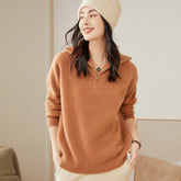 Half-zip Turtleneck Cashmere Thickened Loose Sweater for Women
